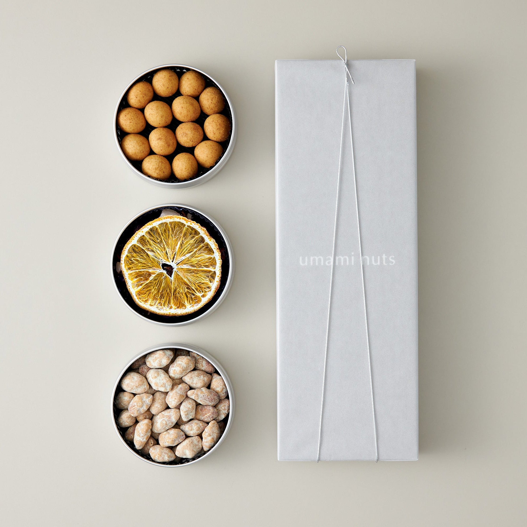 3缶セット（不知火みかんと黒糖ナッツショコラ・ポルチーニ・レモン醤油）