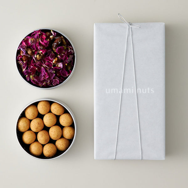 2缶セット（エディブルフラワーローズと黒糖ナッツ・ポルチーニ）