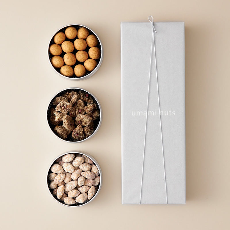 【オンラインショップ限定】3缶セット（ 赤山椒と黒糖くるみ・ポルチーニ・レモン醤油）