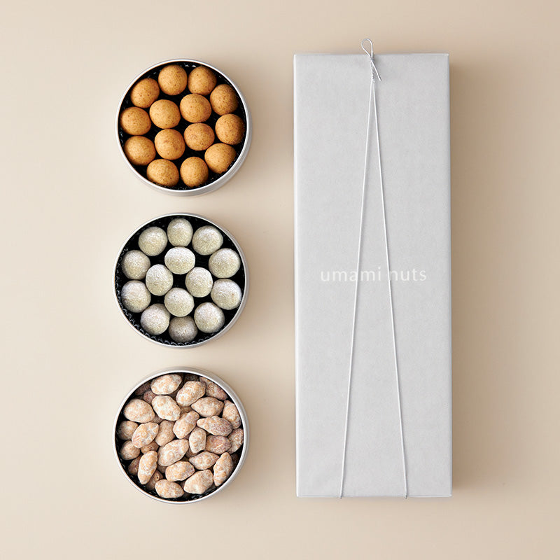 3缶セット（スペキュロススパイスとマカダミアナッツ・ポルチーニ・レモン醤油）